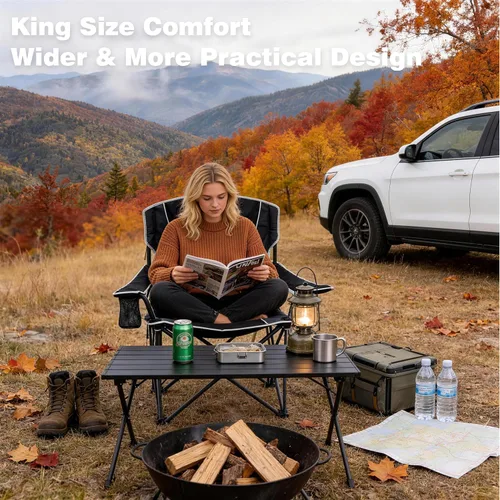 Miniatura 2 de SUNNYFEEL Silla de campamento de gran tamaño para adultos grandes y altos, silla de campamento plegable resistente que soporta 500 libras, silla
