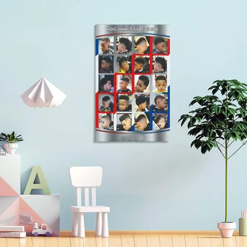Miniatura 4 de Póster de peluquería para decoración de pared, peinados infantiles, estilos de cabello modernos para niños, pinturas artísticas de pared, lienzo