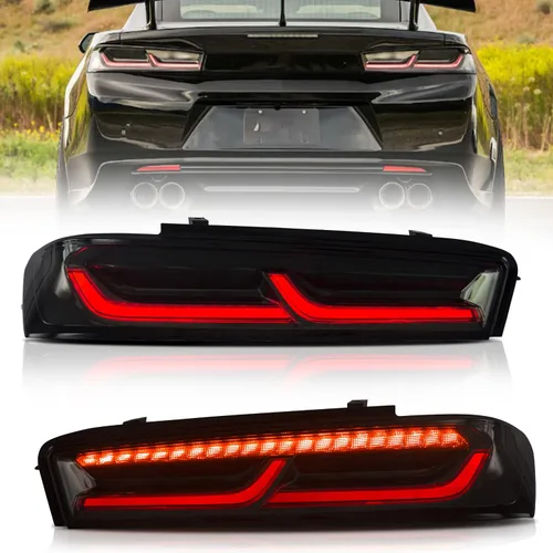 Miniatura 13 de VLAND Conjunto de luces traseras para Chevrolet Camaro 6ª generación 2016-2018 (LS, LT, RS, SS, ZL1), Plug-and-play, señal de giro amarilla, ahumada