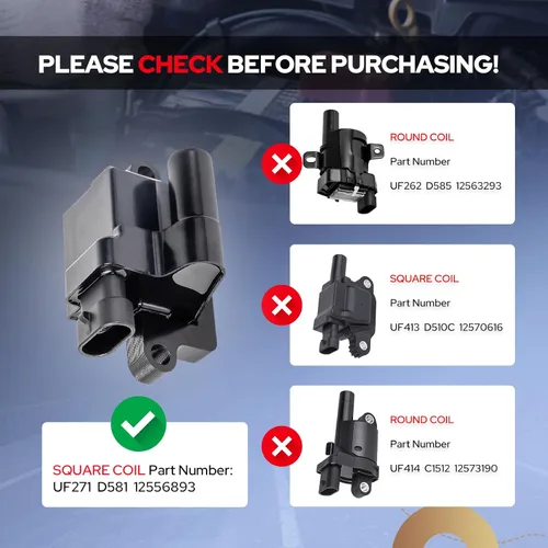 Miniatura 2 de ENA Paquete de bobinas de encendido cuadradas UF271 compatible con Chevy Silverado 1500 GMC Sierra 3500 Yukon Cadillac Escalade Hummer H2 Isuzu NPR