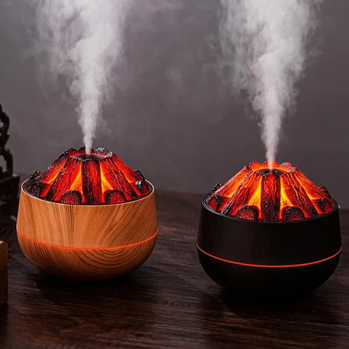 Miniatura 5 de Humidificador simulado de fuego de carbono de gran capacidad para oficina, diseño de fuego de carbón de leña USB, humidificador de escritorio