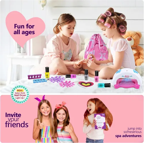 Miniatura 5 de Kit de Día de Spa para Niñas Juguete - Conjunto de Esmalte de Uñas para Regalos de Niñas 7-12 - Día de Spa de Pies para Niña para Manicuras Pedicura