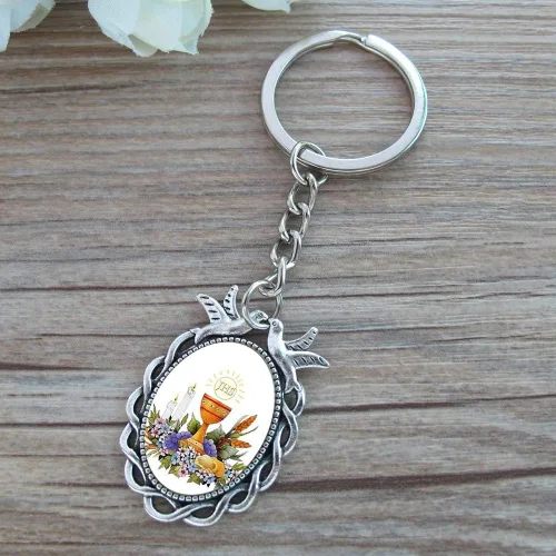Miniatura 4 de Llavero de primera comunión (12 piezas) Recuerdos de Primera Comunión Niña/Niño Llavero Regalo para invitados niño niña, plateado