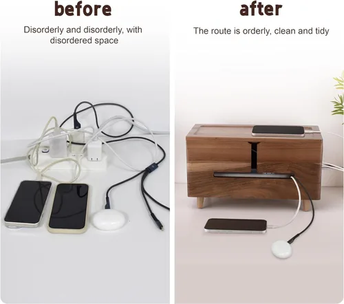 Miniatura 6 de Caja grande de organización de cables – Caja organizadora de cables y caja de regletas de alimentación para gestión de cables eléctricos – Ocultar