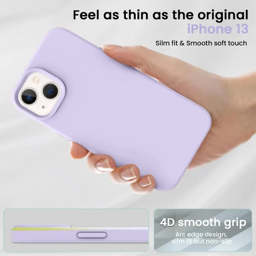 Miniatura 4 de Compatible con iPhone 13, funda de silicona para teléfono con forro de microfibra delgado a prueba de golpes, suave antiarañazos, 6.1 pulgadas