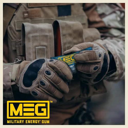 Miniatura 5 de MEG - Goma de mascar de energía militar 100 mg de cafeína por pieza + aumenta la energía + aumenta el rendimiento físico + paquete de 8