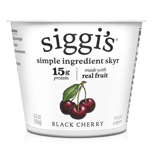 siggi's® 2% Yogur Islandés Colado Bajo en Grasa, Sabor a Cereza Negra, 5.3 oz., Taza de Porción Individual