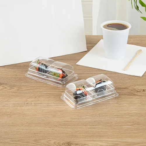 Miniatura 10 de Restaurantware Thermo Tek - Contenedores de postre de 5.3 x 2.6 x 1.8 pulgadas, 100 compartimentos duales transparentes para llevar, con tapa