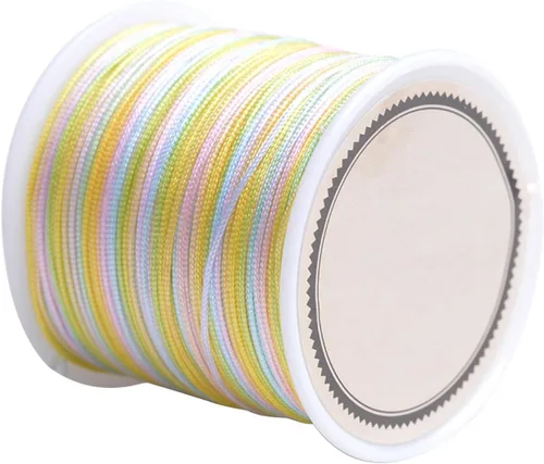Cordón de nailon para cuentas de 164.0 ft x 0.031 in, hilo de raso satinado de nailon trenzado para manualidades de macramé Mezcla de amarillo 1