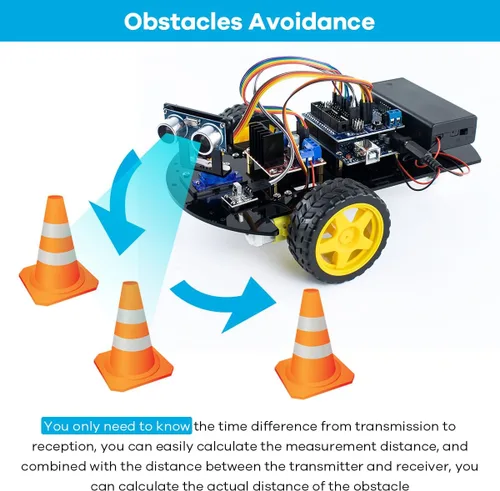 Miniatura 3 de Kit de chasis de coche robot inteligente LAFVIN 2WD con módulo ultrasónico, placa R3, compatible con control remoto y Arduino IDE, kit de bricolaje