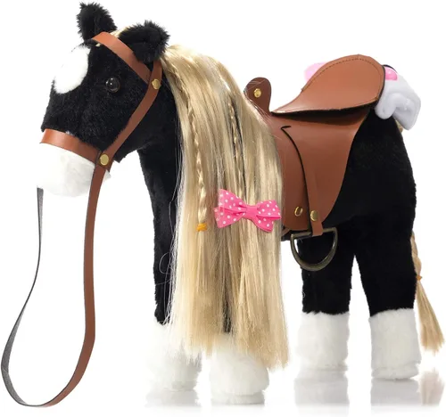 Miniatura 13 de HollyHOME Caballo Palomino de Peluche Animal Bonito Poni Juguete de Peluche Juego de Simulación Caballo 11 pulgadas Beige