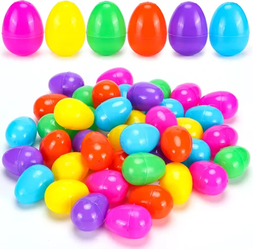 Miniatura 4 de 2000 huevos de Pascua, huevos de Pascua de plástico de colores brillantes surtidos de 2.4 pulgadas, huevos de Pascua vacíos para búsqueda de Pascua