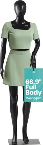 Miniatura 9 de SereneLife Torso de maniquí de cuerpo completo femenino realista, forma de vestido ajustable de 68.9 pulgadas con rotación de cabeza de 360°