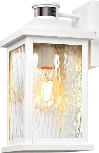 Miniatura 11 de VIANIS Luces para exteriores con sensor de movimiento, iluminación de anochecer a amanecer para casa, luces de grano de madera para garaje, farol