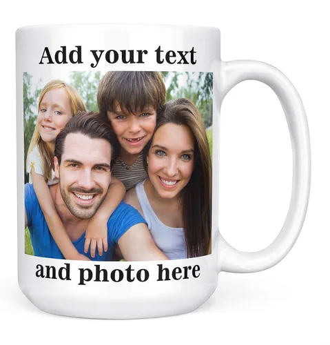 Tazas de café con foto personalizada, 15 oz. con imagen, texto, nombre en tazas de café, regalos personalizados, taza personalizada de cerámica,