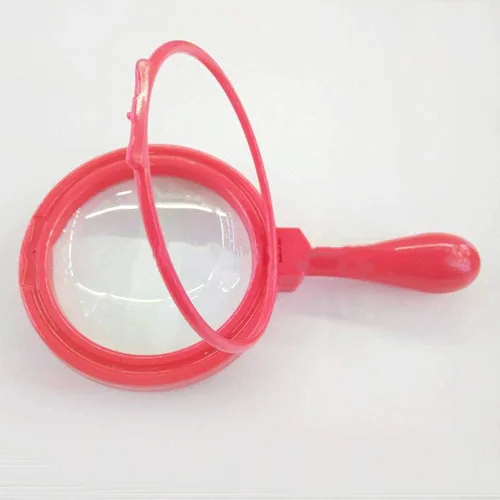 Miniatura 9 de Lupa para niños con soporte, lupa de mano 5X, lupa portátil, lupa de aumento para niños para juegos de exploración, lectura, observación al aire Rojo