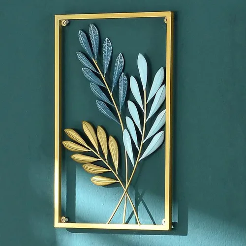 Miniatura 6 de MKUN Esculturas de pared de hierro – Juego grande de 3 piezas rectangulares de metal para decoración de pared con arte de ginkgo biloba, ideal
