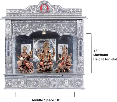 Miniatura 2 de Mandir de plata para el hogar - blanco oxidado - sin puerta (grande)