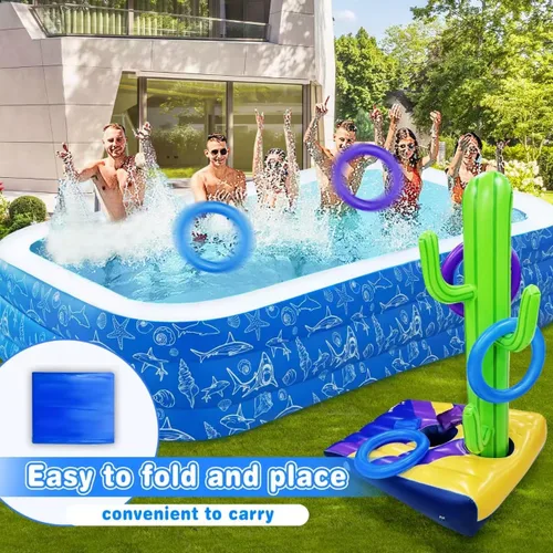 Miniatura 6 de Nattork Pool Games- Pool Cornhole & Ring Toss Games 2in1 for Adult and Family- 6 Bean Bags with Anchor Bags for Poolside & Backyard- Inflatable
