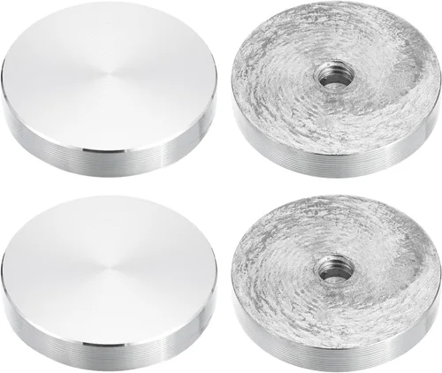 Miniatura 49 de uxcell M6 Rosca 0.787 in de diámetro de forma redonda de aluminio disco hardware 1pcs, aluminio círculo disco vidrio adaptador superior para mesa
