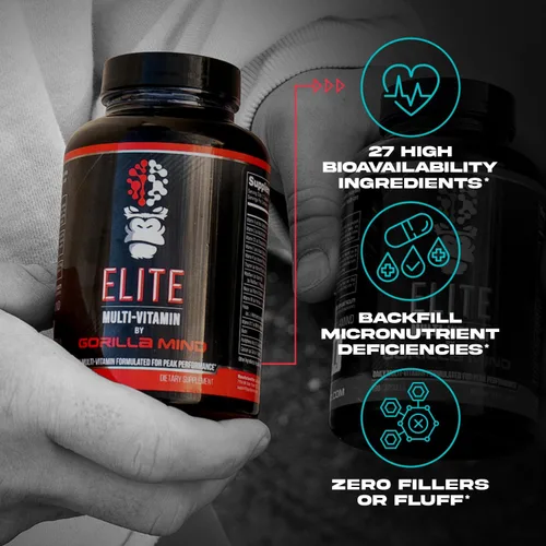 Miniatura 5 de Gorilla Mind Elite Multi-Vitamin (180 Cápsulas) – Fórmula Multivitamínica Diaria Formulada para Rendimiento Máximo 27 Nutrientes para Compensar