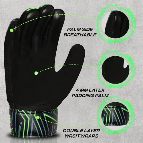 Miniatura 2 de BEAST RAGE Guantes de portero juvenil para niños, niños, niñas, guantes de portero de fútbol antideslizantes palma de látex de 4MM, agarre extra
