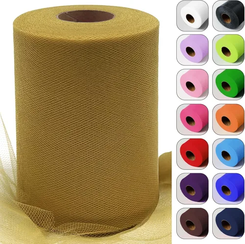 Miniatura 43 de Rollos de tela de tul verde ácido de 6 pulgadas por 100 yardas (300 pies) Cinta de tul para tutú, falda, envoltorio de regalo, decoración de boda