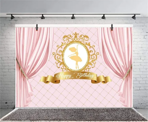 Miniatura 2 de Fondo de poliéster de 7 x 5 pies, decoración de fiesta de cumpleaños, suministros de fiesta de princesa, telón de fondo de ballet para cumpleaños
