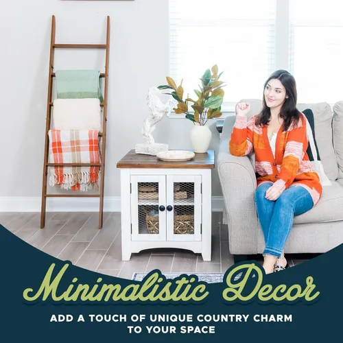 Miniatura 6 de Escalera para Mantas para Sala de Estar y Dormitorio, 5 pies 8 pulgadas, 6 Niveles de Construcción Laminada Sin Enganches que se Apoya en la Pared