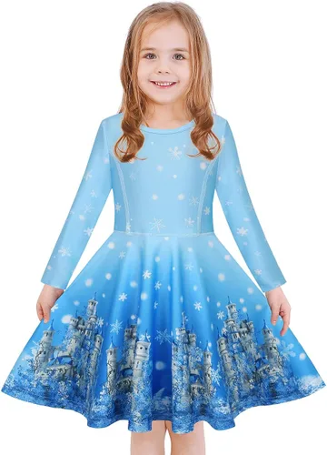 LaBeca - Vestido sin mangas o de manga larga para niñas, vestidos casuales con diseño de unicornio o sirena para niñas pequeñas o grandes