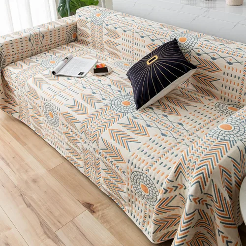Miniatura 10 de Funda de sofá de algodón lavable, reversible, estilo boho, para sofá seccional en forma de L, con diseño geométrico de jacquard, protector multiusos