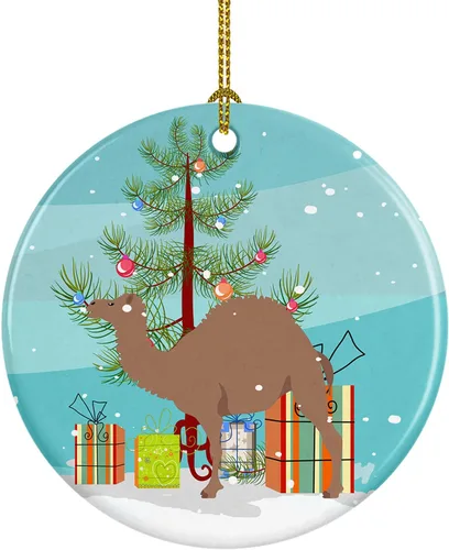 Miniatura 88 de Caroline's Treasures Adorno de cerámica de Navidad pintado o de codorniz chino, decoración colgante de árbol de Navidad verde azulado para el hogar