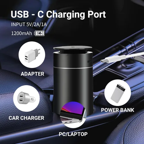 Miniatura 6 de Difusor de coche sin agua para aceites esenciales. Ambientador a batería, recargable USB-C, silencioso, a prueba de fugas, temporizador de cuenta