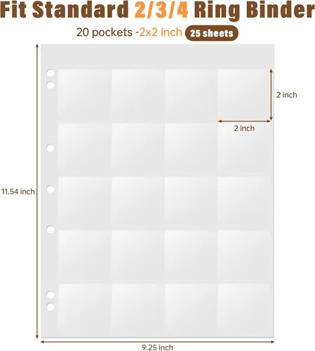 Miniatura 2 de Lineco, Páginas de álbumes de almacenamiento de diapositivas de polipropileno, fundas de página de carga superior, páginas con capacidad para 20