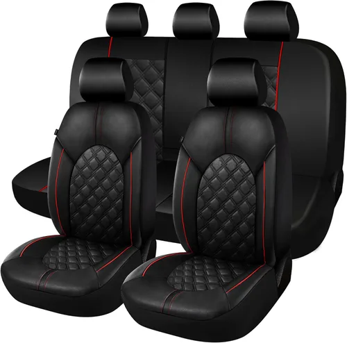 Miniatura 16 de CAROMOP Fundas de asiento de coche de cuero PU de lujo, juego delantero - Fundas de asiento impermeables y antimanchas para automóviles, fundas