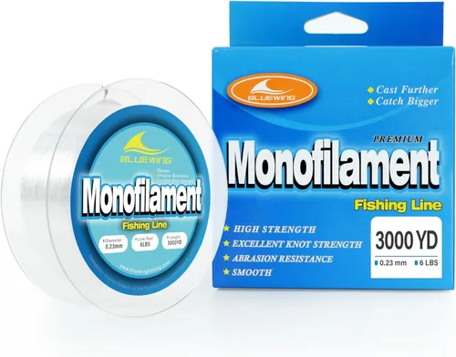 Miniatura 38 de BLUEWING Sedal de pesca monofilamento 6,8,10,12,15,20,25,30,40,50,60,80,100,130,250,300,400 libras, 50,100,500,1000,3000 yardas, hilo de pescar mono