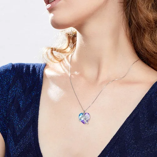 Miniatura 2 de AOBOCO Collar de corazón de plata de ley con colgante de corazón de cristal, joyería de cristal "I Love You Forever", regalos para mujer
