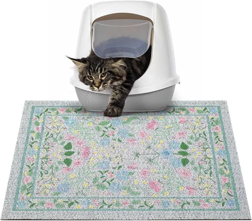 Miniatura 27 de Glittme Alfombrilla de Arena para Gatos con Base Antideslizante, Alfombrilla de Caja de Arena Impermeable que Atrapa la Arena, Fácil de Limpiar
