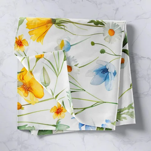 Miniatura 2 de Tapices florales de acuarela azul y amarillo, tapiz de flores pastorales para colgar en la pared, arte para dormitorio, estético, divertido, tapices