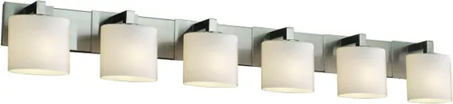 Miniatura 2 de Justice Design Group Fusion - Barra de baño de 6 luces, acabado cromado pulido con pantalla de vidrio artesanal de ópalo