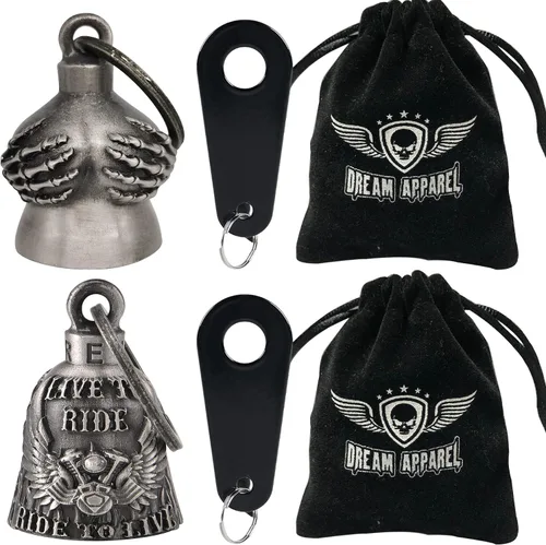 Miniatura 2 de Dream Apparel Paquete de 2 campanas de motocicleta, ángel de la guarda para motociclista, hombres y mujeres, montar con perchas, Drive Away Gremlins