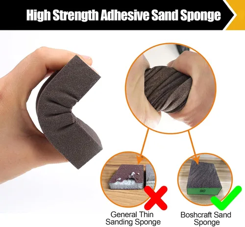 Miniatura 3 de Paquete de 8 bloques de lijado, esponja de lijado de ángulo simple y doble, lavable y reutilizable, bloque de lijado para madera, paneles de yeso
