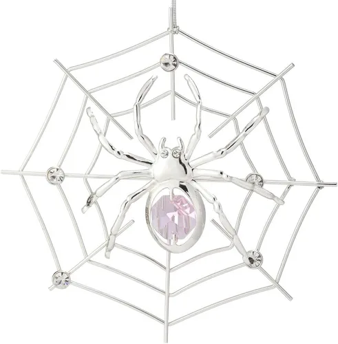 Miniatura 12 de Ornamento colgante de araña negra de Matashi para árbol de Navidad con cristales azules y transparentes – Decoración de telaraña de araña