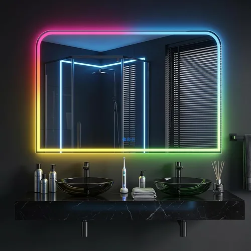 Miniatura 29 de Antok Espejo LED de baño, espejo LED con luces para baño, espejos de tocador iluminados para pared, antivaho, regulable, vidrio templado, función
