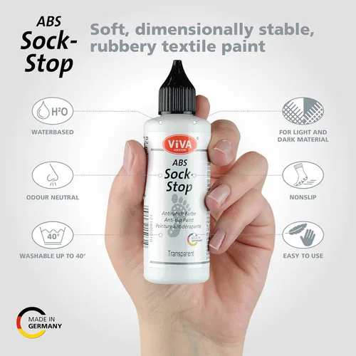 Miniatura 3 de Viva Decor ABS Sock Stop (3 x 2.77 onzas líquidas) – Pintura de tela para calcetines antideslizantes, tapetes de baño y más – Sin látex, a base