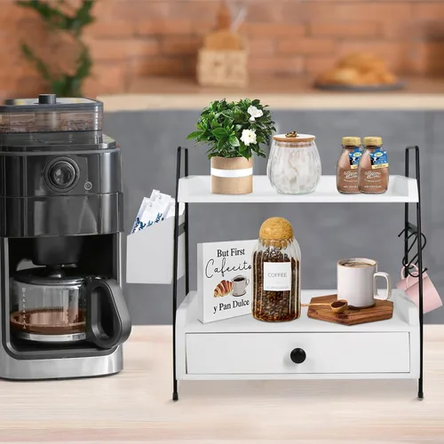 Miniatura 4 de Accesorios de barra de café y organizador de encimera, organizador de estación de café, organizador de estante de encimera de cocina, almacenamiento