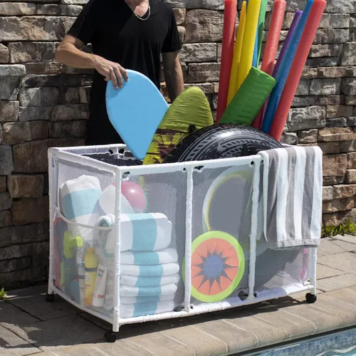 Miniatura 4 de Soporte para fideos de piscina, juguetes, pelotas y flotadores, organizador de almacenamiento de malla, altura para niños, grande