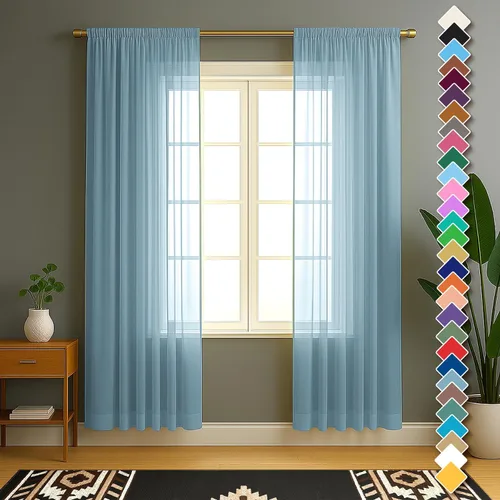 Miniatura 31 de YHSF Cortinas traslúcidas – Juego de 2 paneles para decoración del hogar – Elegantes cortinas de gasa sólida con bolsillo para barra