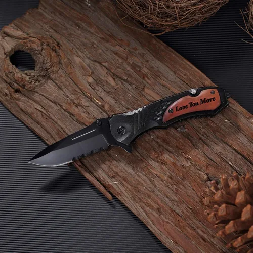 Miniatura 7 de Cuchillos personalizados para hombres, cuchillo de bolsillo grabado personalizado, idea de aniversario de madera para él, idea de Navidad