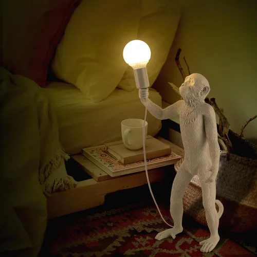 Miniatura 5 de Moderna lámpara de mesa de resina con forma de mono, lámpara de escritorio, lámpara de animales, luz LED de cabecera para decoración del hogar, sala